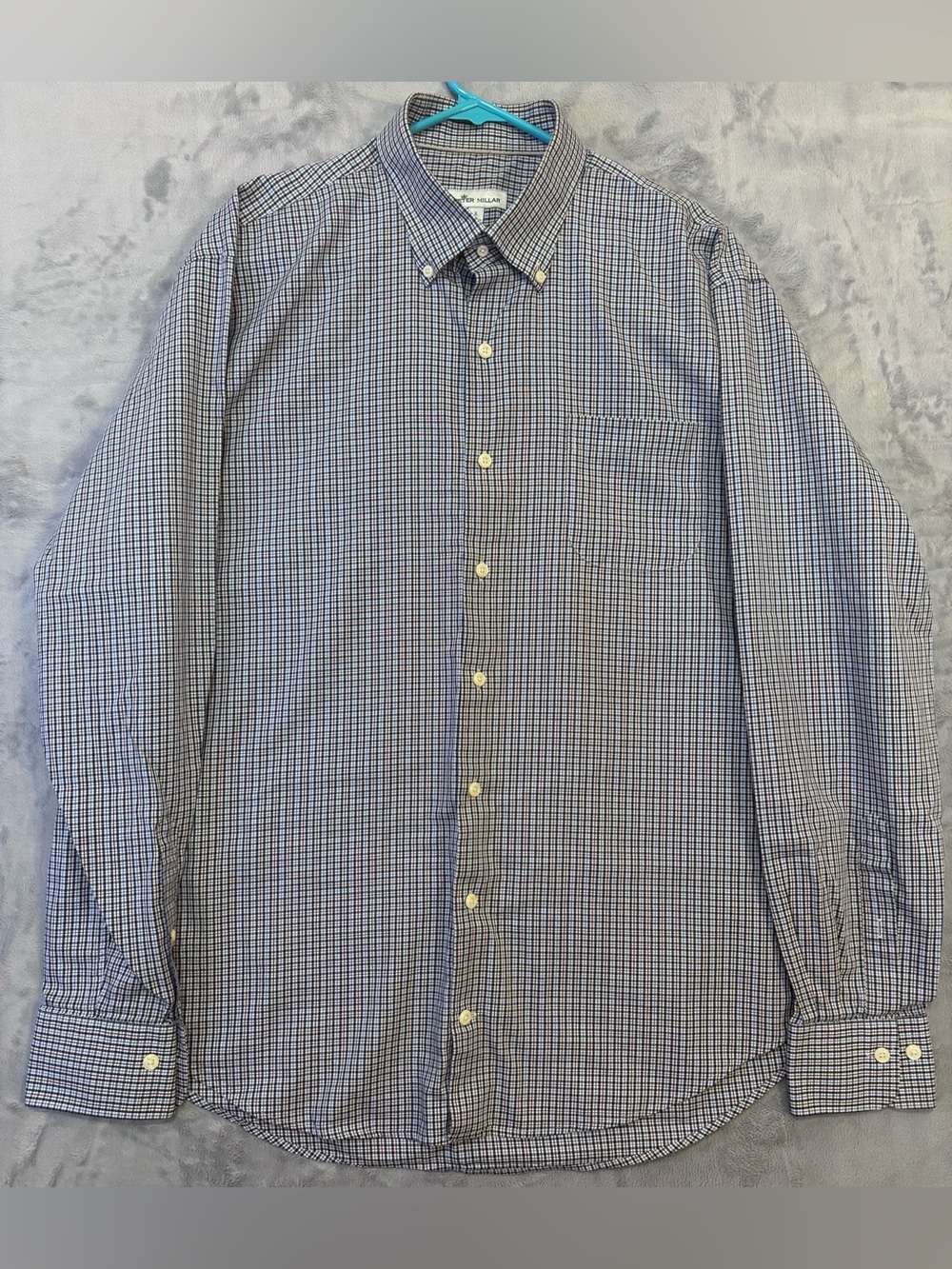 Men's Peter Millar Long Sleeve Plaid Check Button Down Shirt Large Cotton